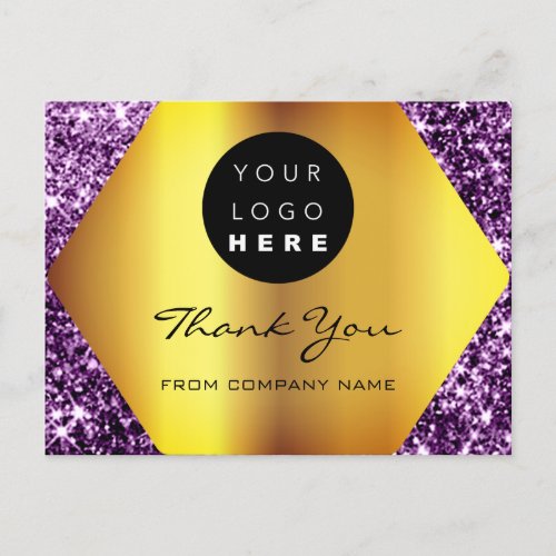 Thank You For Your Purchase Purple Gold Logo Postcard