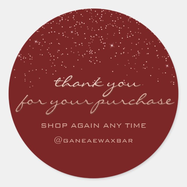 Thank You For Your Purchase Retail Boutique Rose Classic Round Sticker (Front)