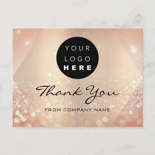 Thank You For Your Purchase Rose Glitter Logo Postcard