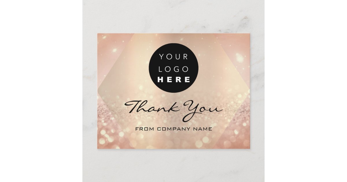 Thank You For Your Purchase Rose Glitter Logo Postcard | Zazzle