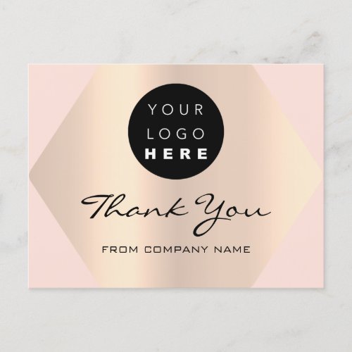 Thank You For Your Purchase Rose Gold Logo Postcard