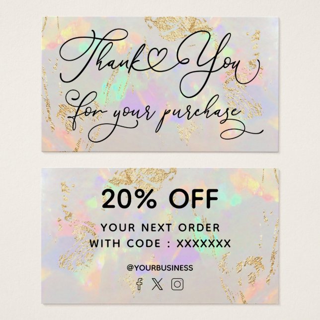 thank you for your purchase white opal (Front & Back)