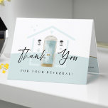 Thank You For Your Referral Aqua Watercolor Door<br><div class="desc">We've designed this unique stylish thank you for your referral folded card perfect for a wide range of businesses. Our design features a simple blush pink outline of a home with our signature chic aqua blue watercolor door with black light fixtures and brick accents. Little hearts are floating from the...</div>