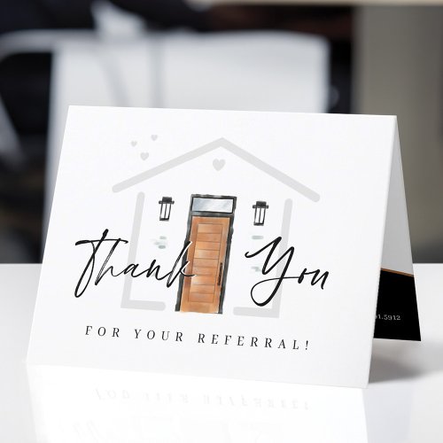 Thank You For Your Referral Wood Watercolor Door