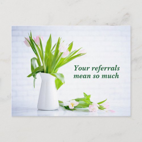 Thank You for Your Referrals Modern Flowers Postcard