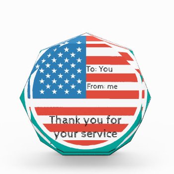 Thank You For Your Service Acrylic Award by GKDStore at Zazzle