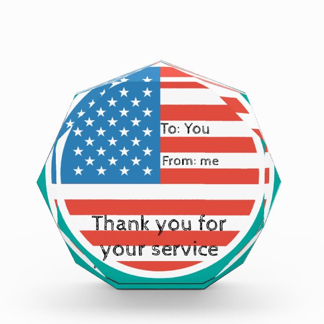 Thank you for your service acrylic award (Front)