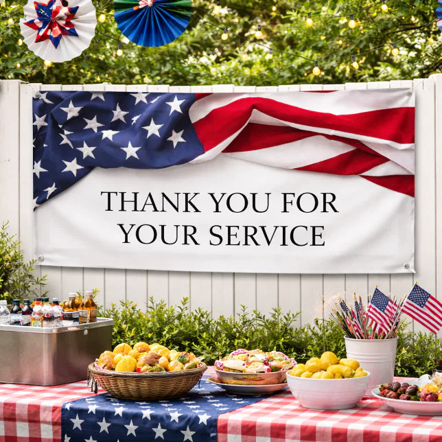 THANK YOU for your service American Flag Banner | Zazzle