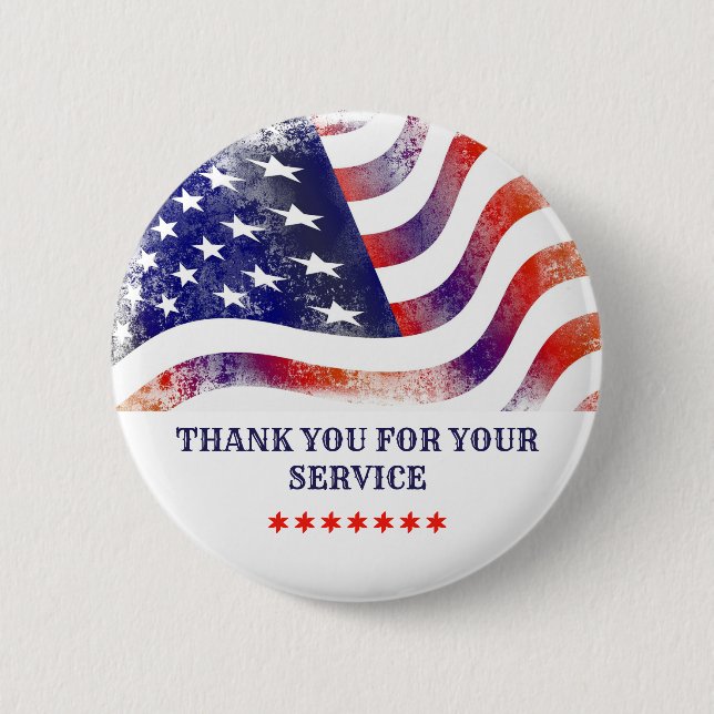 Thank You For Your Service American Flag Button (Front)