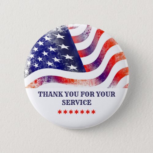 Thank You For Your Service American Flag Button