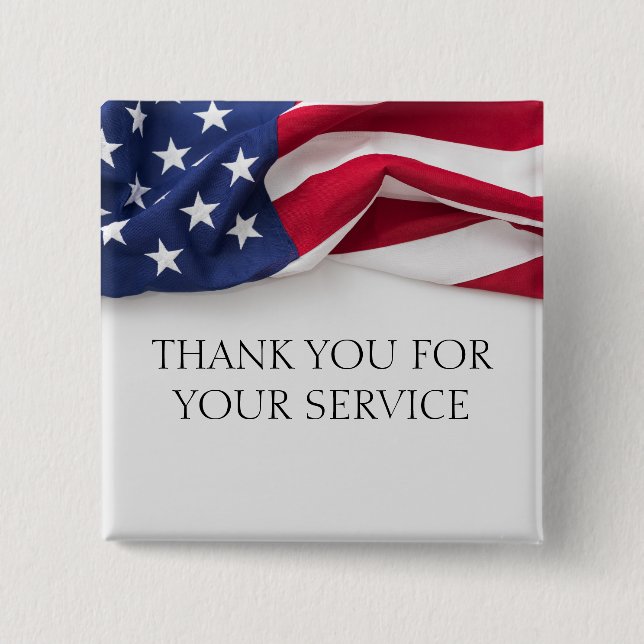 Thank You For Your Service American Flag  Button (Front)