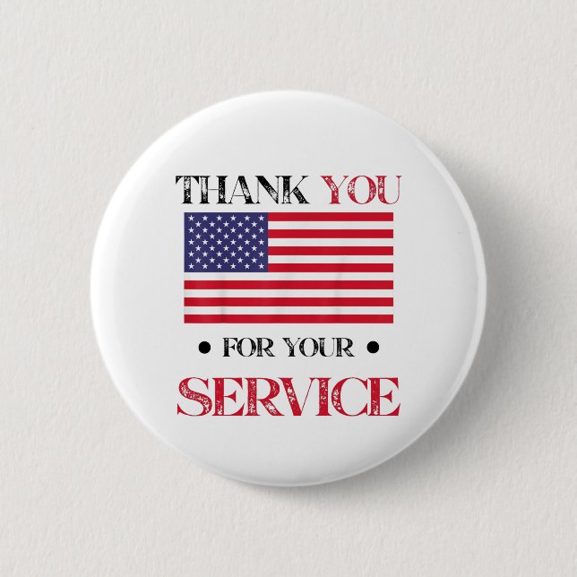 Thank You For Your Service American Flag Button (Front)