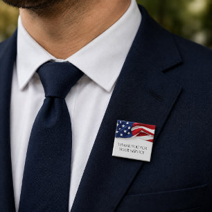 Thank You For Your Service American Flag  Button