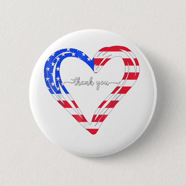 Thank You for your Service American Flag Button (Front)