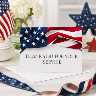 THANK YOU for your service American Flag Cards