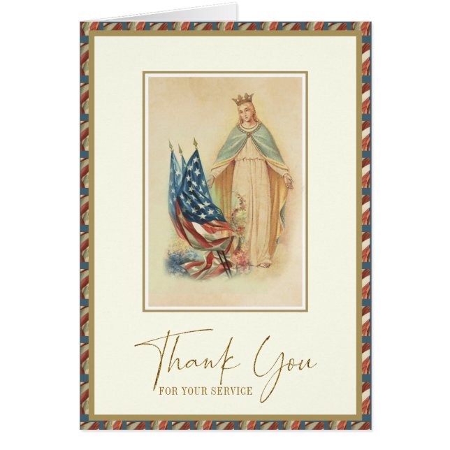 Thank You for Your Service American Flag Cards (Front)