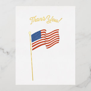 Thank You for your service American flag veteran Foil Holiday Postcard