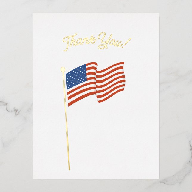 Thank You for your service American flag veteran Foil Holiday Postcard (Front)
