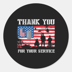 Thank You For Your Service American Flag Veterans Classic Round Sticker