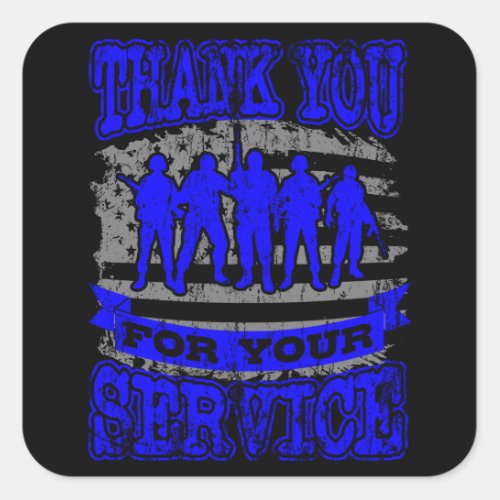 THANK YOU FOR YOUR SERVICE American Veteran Gift Square Sticker