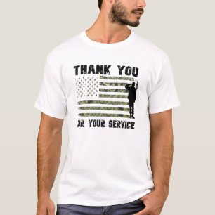 Thank You For Your Service Camouflage USA Flag Vet T-Shirt