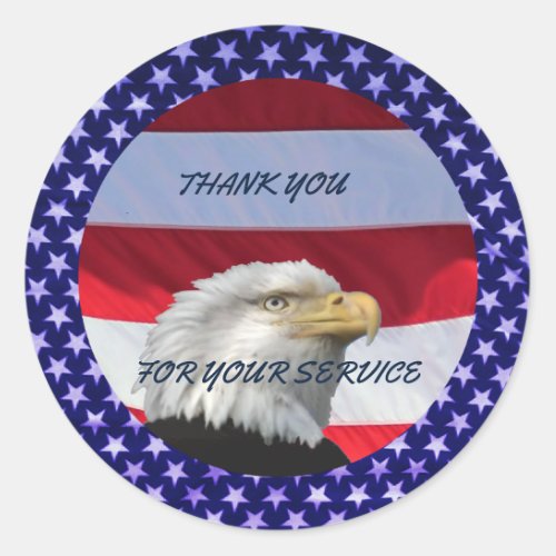 THANK YOU FOR YOUR SERVICE CLASSIC ROUND STICKER