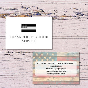 Thank You For Your Service Distress American Flag Card