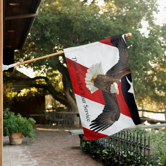 Thank You For Your Service Eagle  House Flag (In SItu)