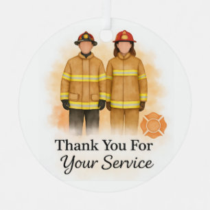Thank You For Your Service Firefighter  Metal Ornament