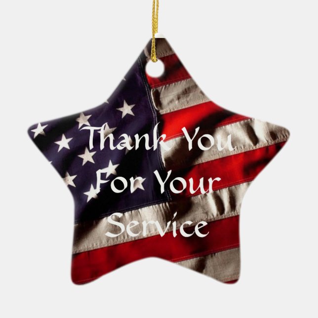 Thank You for Your Service - God Bless Our Troops Ceramic Ornament (Front)