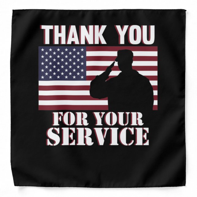 Thank You For Your Service Happy Veterans Day Bandana (Front)