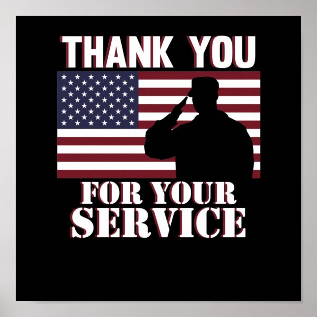 Thank You For Your Service Happy Veterans Day Poster (Front)
