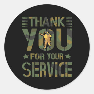 Thank You For Your Service military soldier drawin Classic Round Sticker