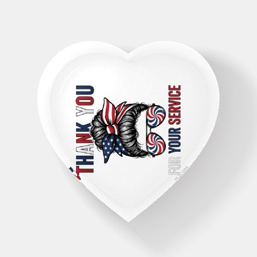 Thank You For Your Service Patriotic Messy Bun Shi Paperweight