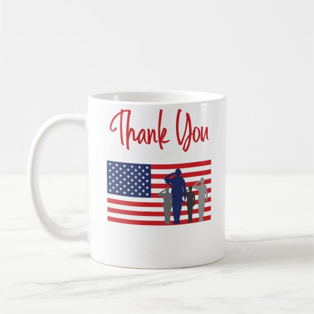 Thank You For Your Service Patriotic Veteran Coffee Mug (Left)