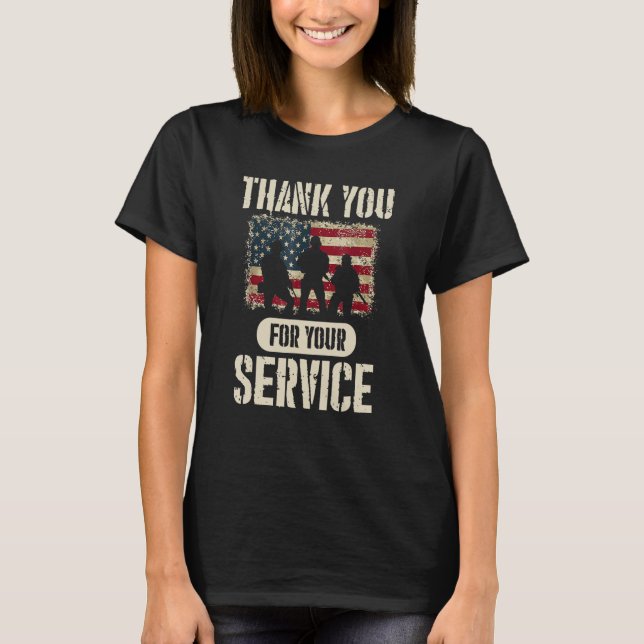Thank You for Your Service    Patriotic Veterans D T-Shirt (Front)