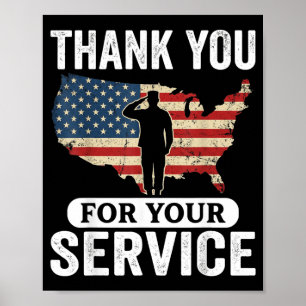 Thank You For Your Service Patriotic Veterans Day Poster