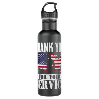 Thank You For Your Service Patriotic Veterans Day Stainless Steel Water Bottle