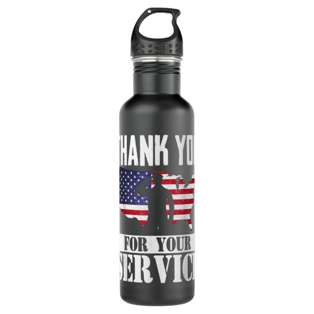 Thank You For Your Service Patriotic Veterans Day  Stainless Steel Water Bottle (Front)