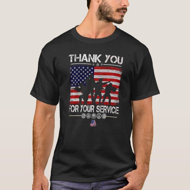 Thank You For Your Service Patriotic Veterans Day T-Shirt (Front)