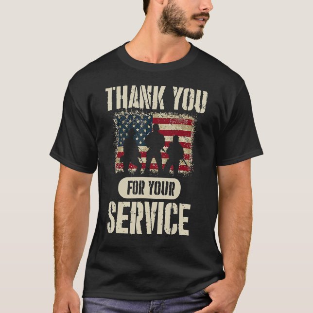 Thank You For Your Service Patriotic Veterans Day  T-Shirt (Front)