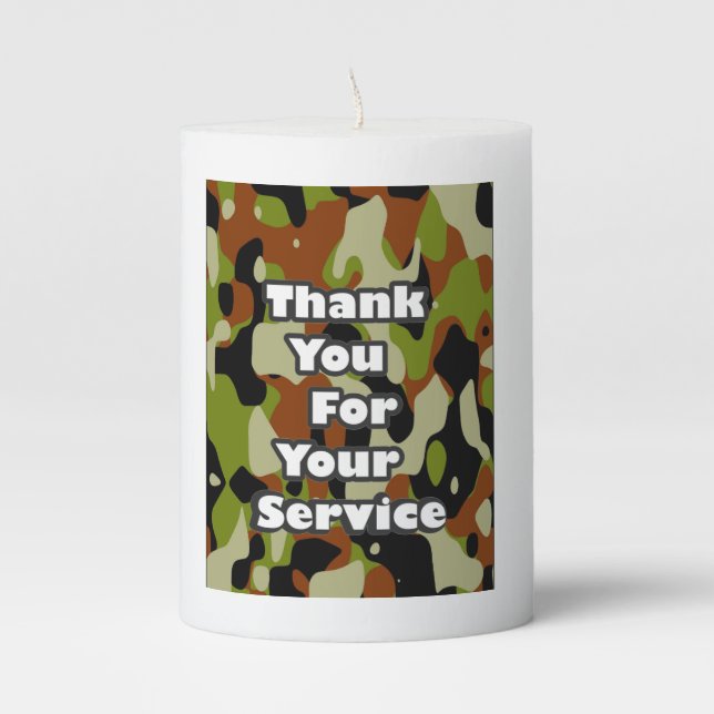 Thank you for your service pillar candle (Front)