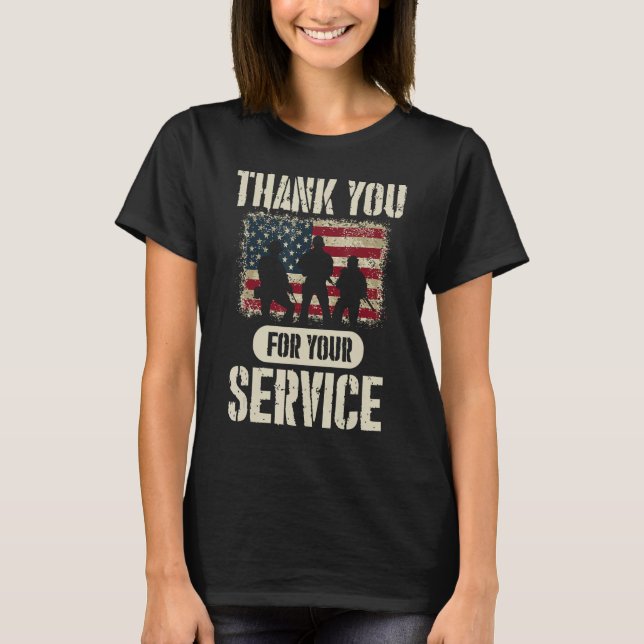 Thank You for Your Service Shirt, Patriotic Vetera T-Shirt (Front)