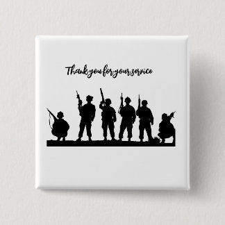 Thank you for your service soldiers black&white  button