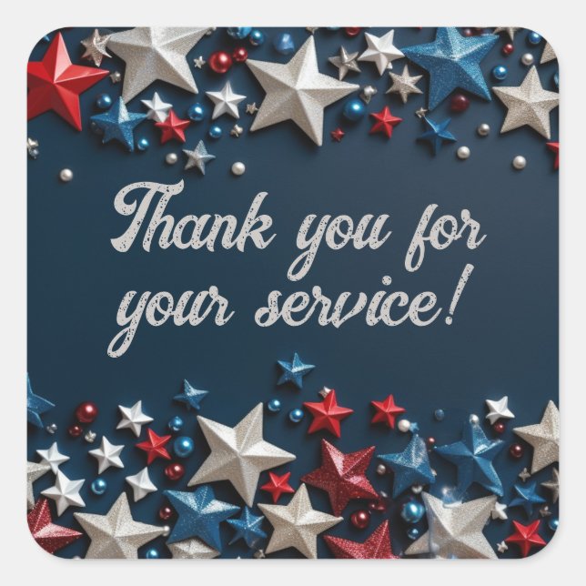 Thank you for your service square sticker (Front)
