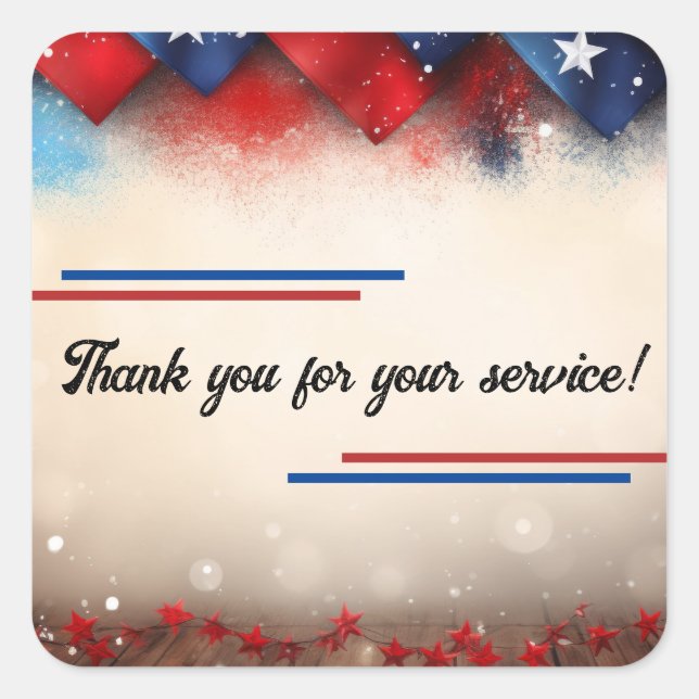 Thank you for your service square sticker (Front)