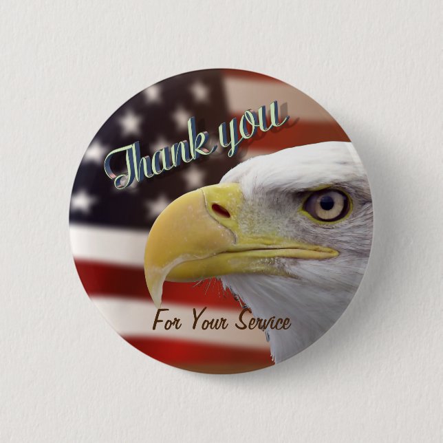Thank You For Your Service USA Eagle Pin Button (Front)
