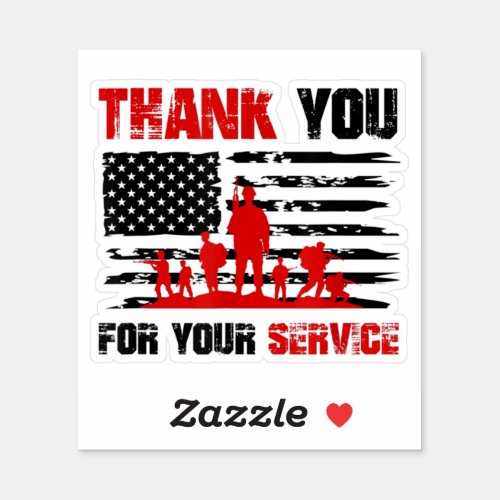 Thank You For Your Service Veteran US Flag Sticker