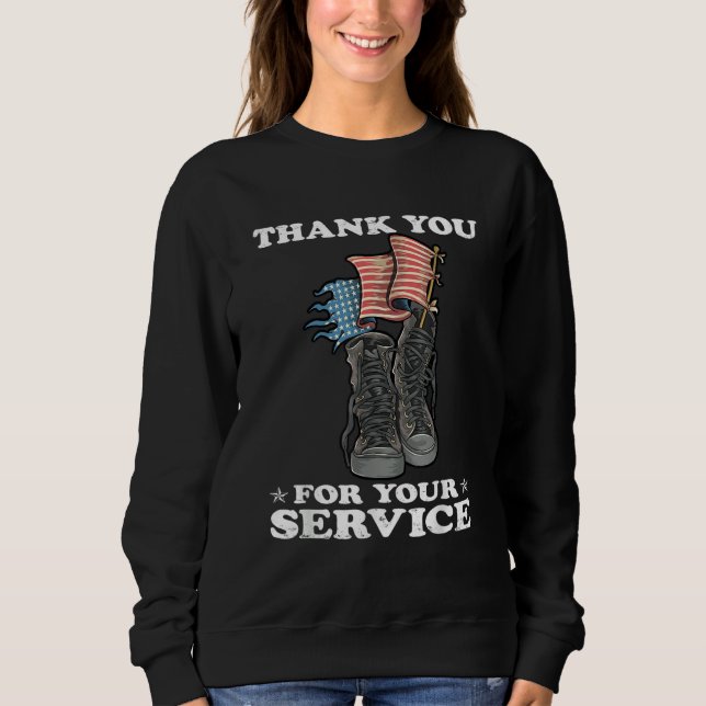 Thank You For Your Service Veteran US Flag Veteran Sweatshirt (Front)