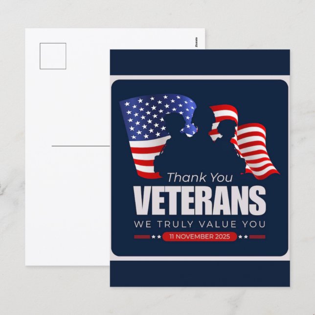 Thank You for Your Service: Veterans Day 2025  Holiday Postcard (Front/Back)